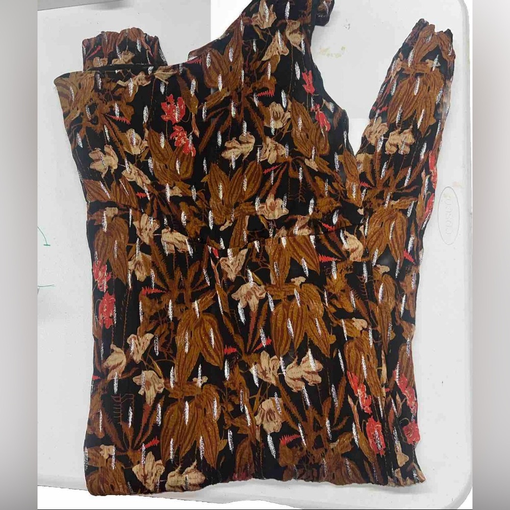 Anthropologie Maeve Kyoto Metallic Autumn Floral One Shoulder Jumpsuit 12